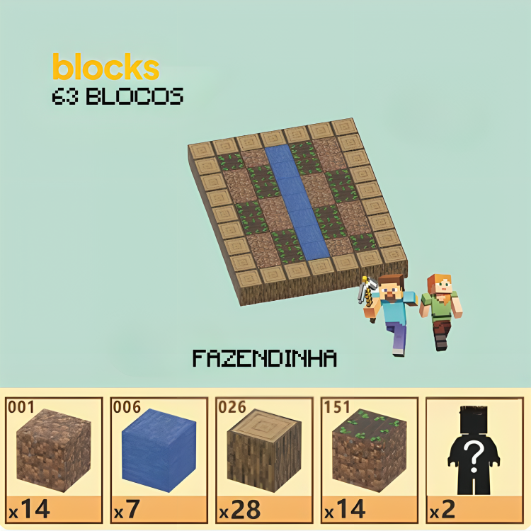 Blocos Magnéticos Minecraft® - Vários Modelos