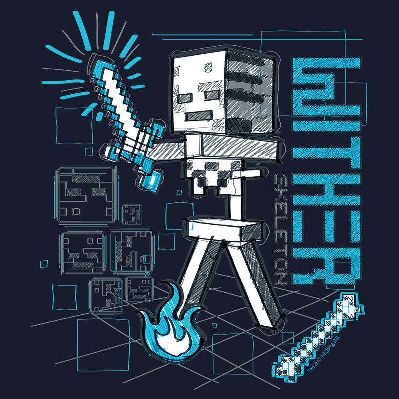 Minecraft Acid Sketch Wither Skeleton Kids Short Sleeve T-Shirt